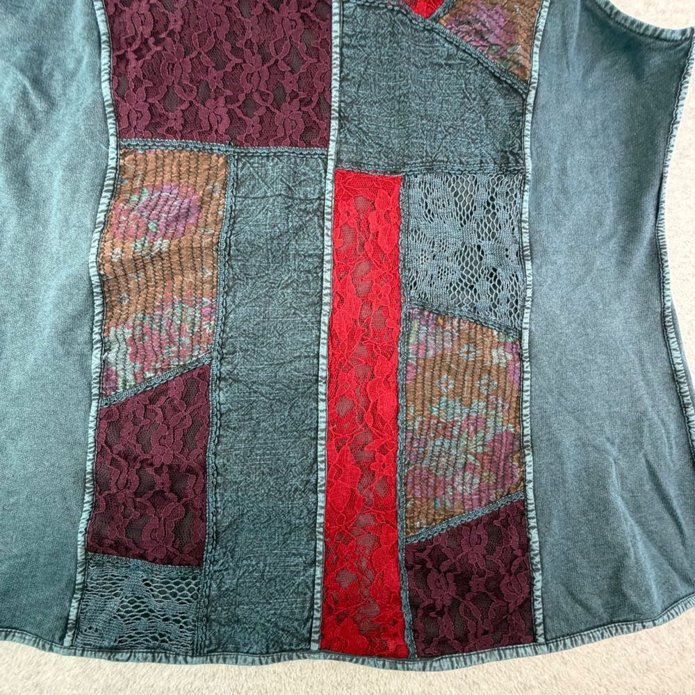 Parsley & Sage Reversible Patchwork Lace Art to Wear‎ Boho Vest XL Festival - Picture 12 of 16